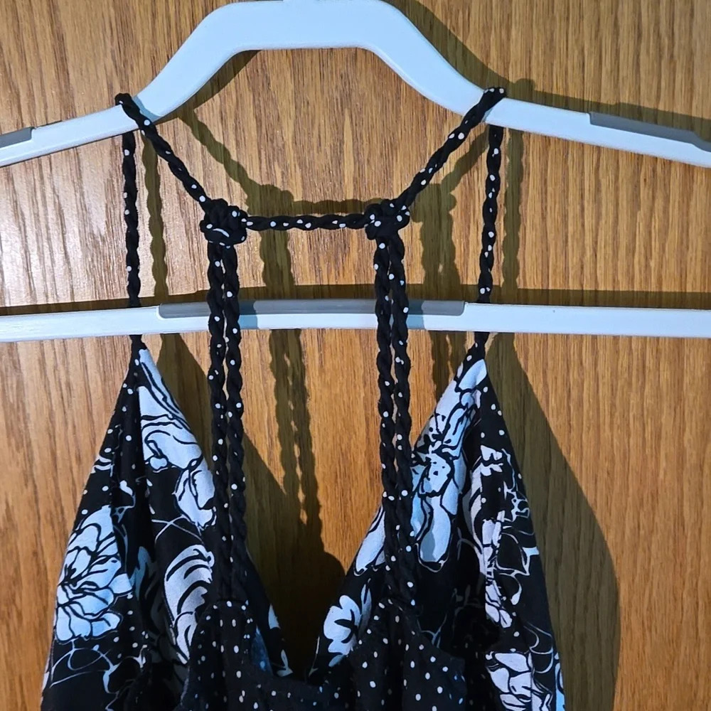 Connection 18 Maxi dress Black & White W/ Crisscross Spaghetti Straps Women sz S - Picture 6 of 11